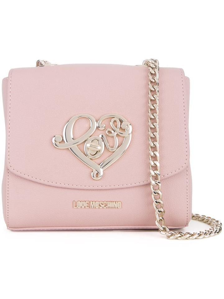 Love Moschino 'love' Plaque Crossbody Bag, Women's, Pink/purple