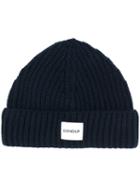 Dondup - Logo Patch Knitted Beanie - Men - Acrylic/wool - One Size, Blue, Acrylic/wool