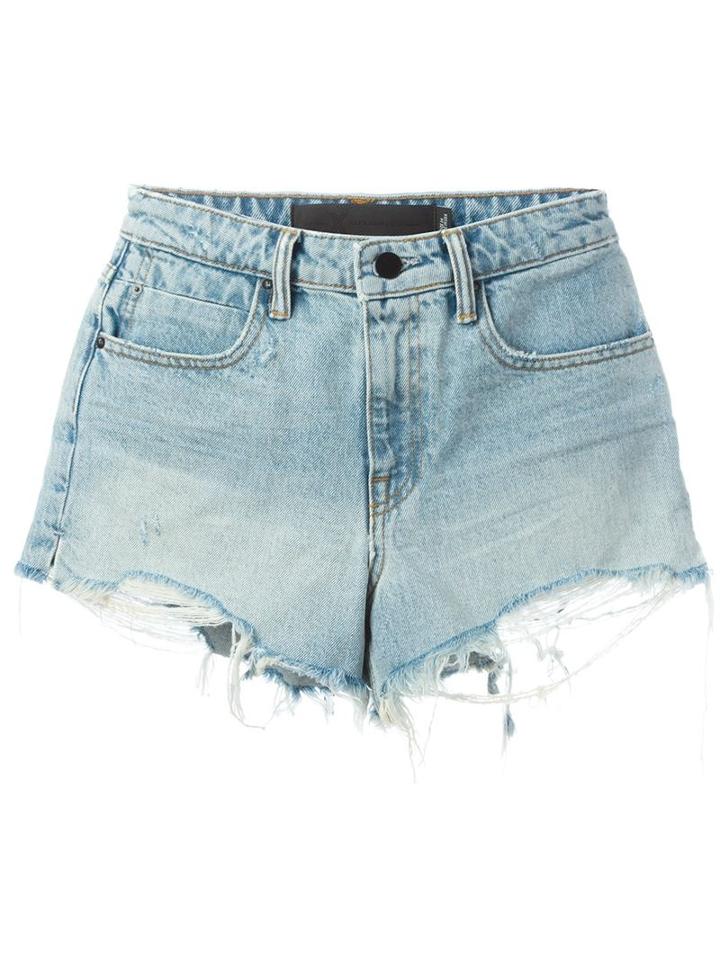 Alexander Wang Detroyed Denim Shorts, Women's, Size: 29, Blue, Cotton/polyester