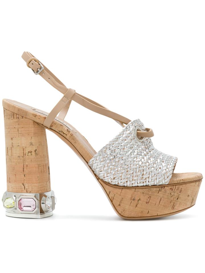 Casadei Cork Platform Sandals - Nude & Neutrals