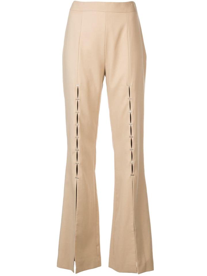 Jonathan Simkhai Twill Tailored Front Slit Staple Pant - Neutrals