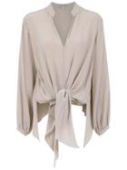 Alcaçuz Silk Flautista Blouse - Neutrals