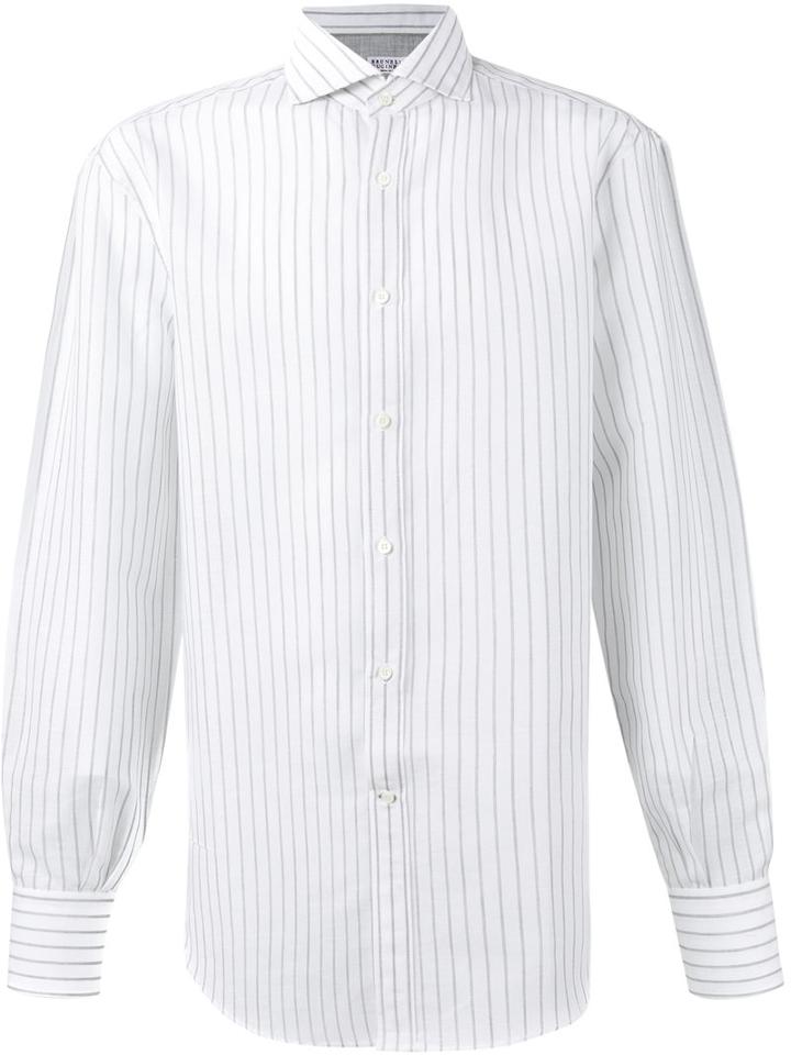 Brunello Cucinelli - Striped Shirt - Men - Cotton/linen/flax - L, White, Cotton/linen/flax