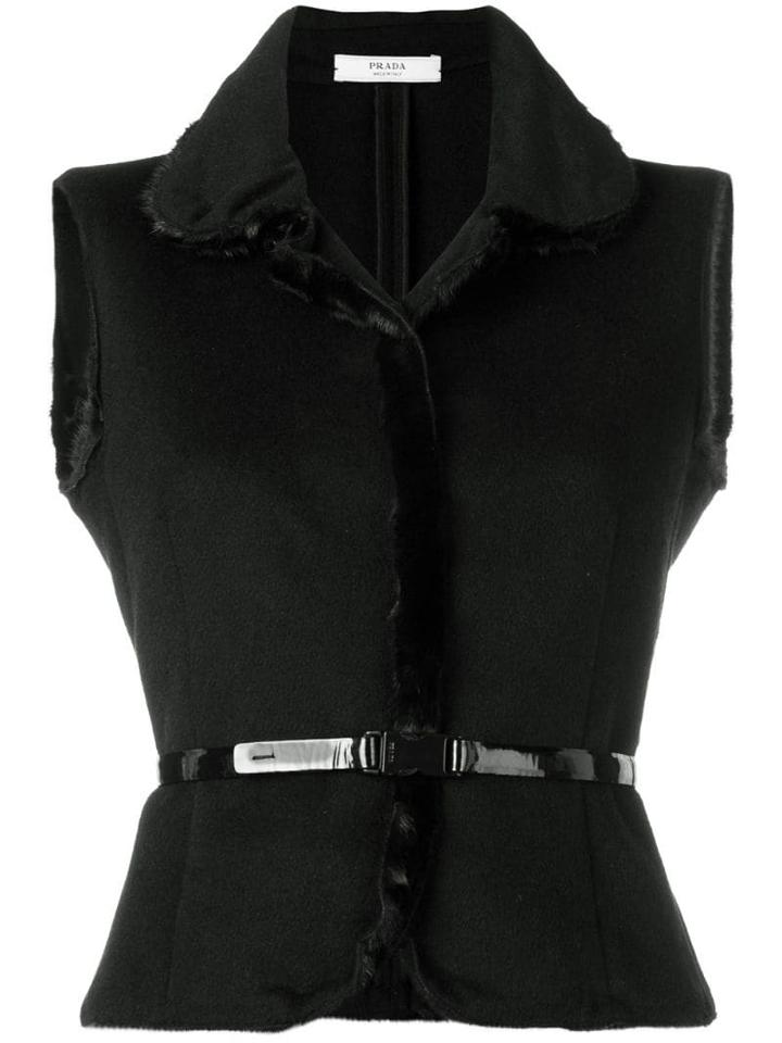 Prada Pre-owned 2000 Belted Gilet - Black