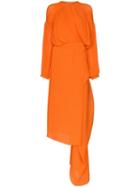 Preen By Thornton Bregazzi Melody Draped Midi Dress - Orange