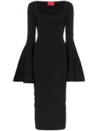 Solace London Serra Square Neck Bell Sleeve Dress - Black
