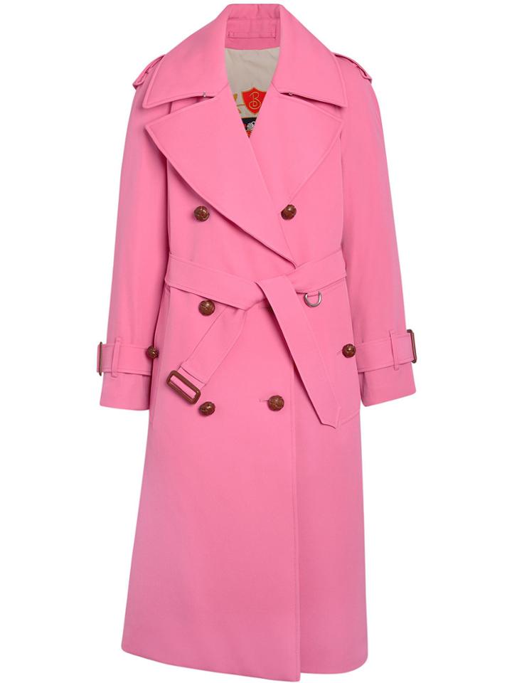Burberry Oversized Lapel Wool Gabardine Trench Coat - Pink & Purple