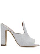 Paris Texas High-heeled Mules With Embossed Effect - White