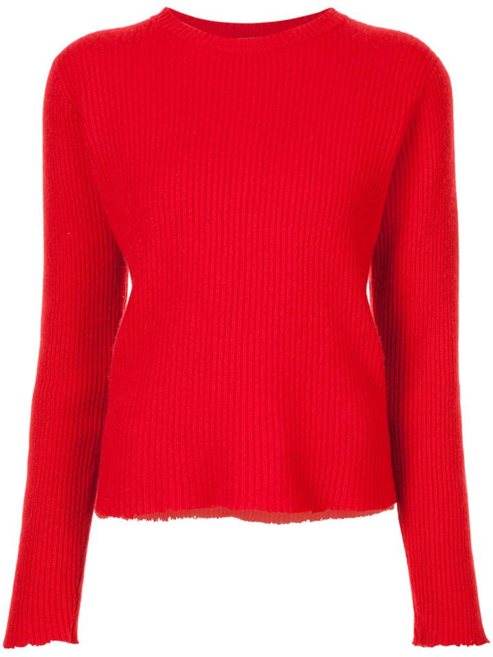 The Elder Statesman Ribbed Cut Edge Sweater - Red