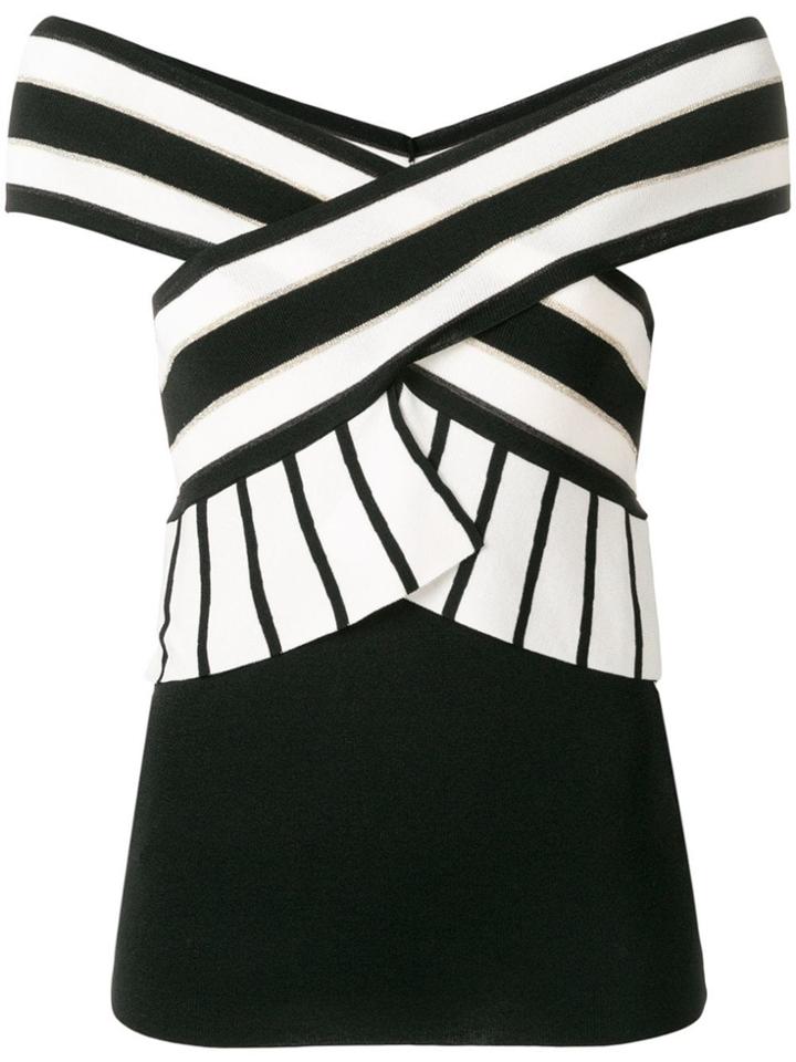 Liu Jo Off-shoulder Striped Top - Black