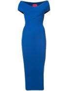 Solace London V-neck Fitted Dress - Blue