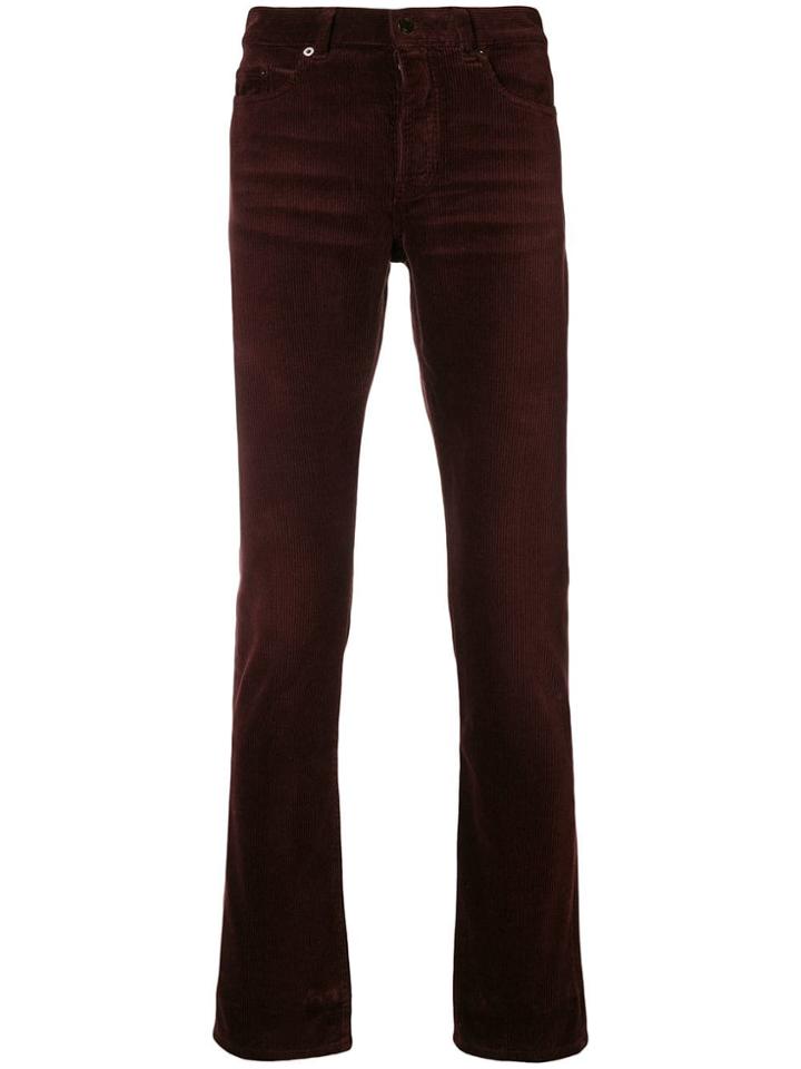 Saint Laurent Corduroy Slim-fit Jeans - Red