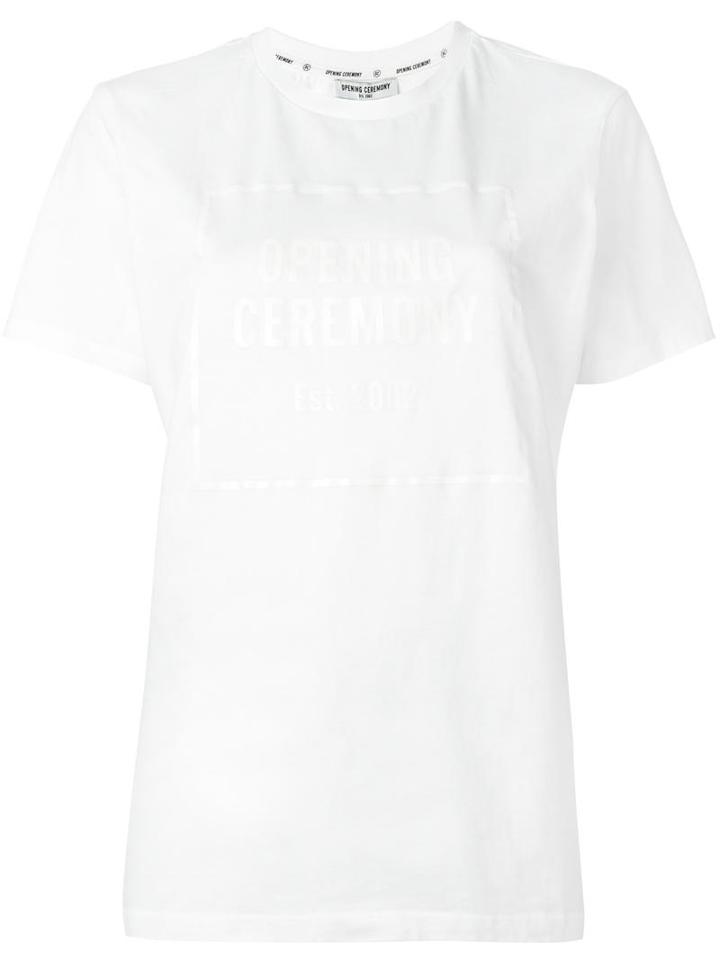 Opening Ceremony Tonal Logo Print T-shirt, Women's, Size: Small, White, Cotton