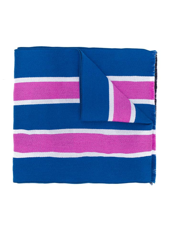 Palm Angels - Striped Scarf - Men - Virgin Wool - One Size, Blue, Virgin Wool