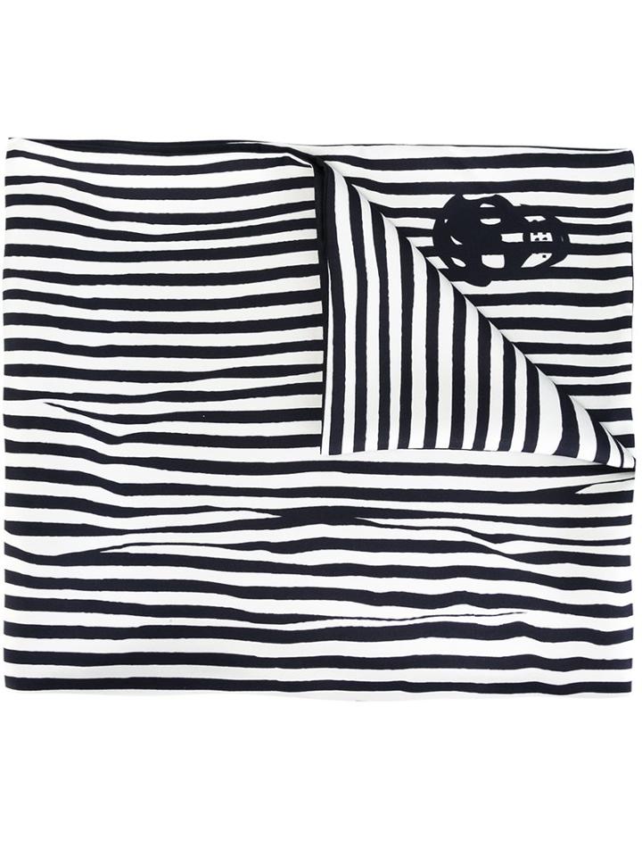 Alexander Mcqueen Striped Scarf With Skull Detail, Men's, White, Silk