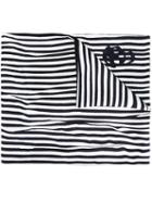 Alexander Mcqueen Striped Scarf With Skull Detail, Men's, White, Silk