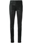 Saint Laurent Skinny Fit Coated Jeans, Women's, Size: 29, Black, Cotton/spandex/elastane