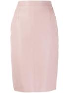 Red Valentino Leather Pencil Skirt - Pink