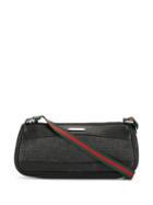Gucci Pre-owned Sylvie Web Denim Baguette Shoulder Bag - Black