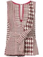 Oscar De La Renta Split Neck Top With Tie - Red
