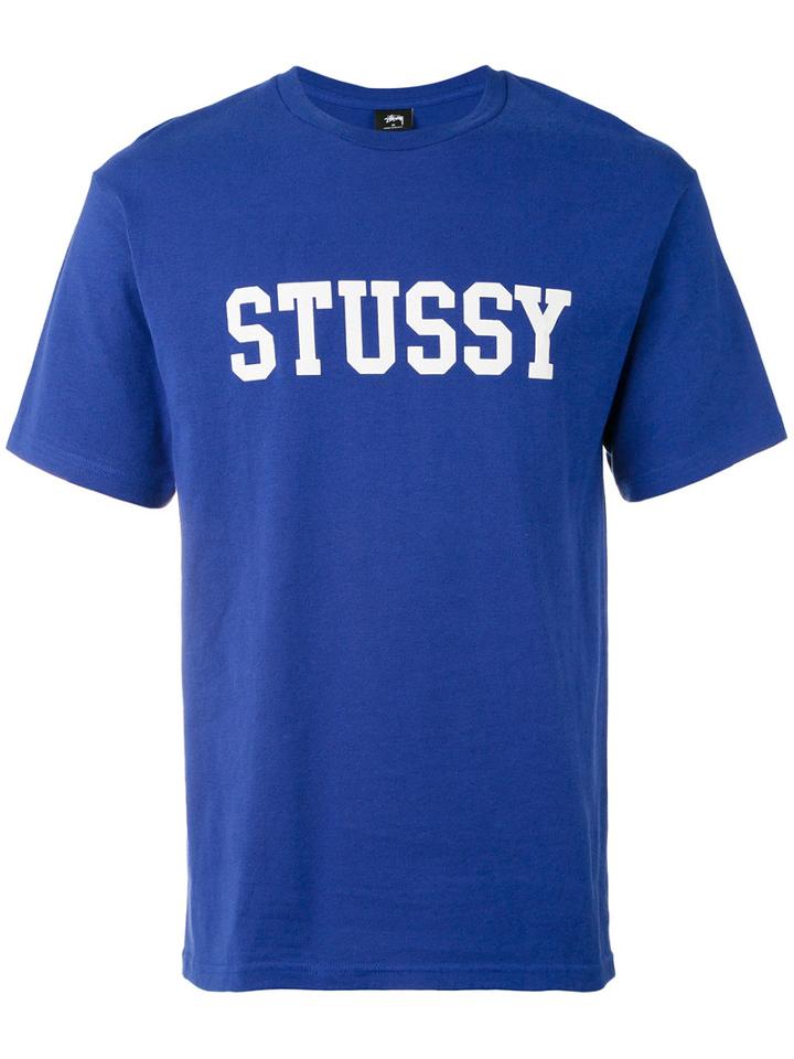 Stussy - Logo Printed T-shirt - Men - Cotton - S, Blue, Cotton