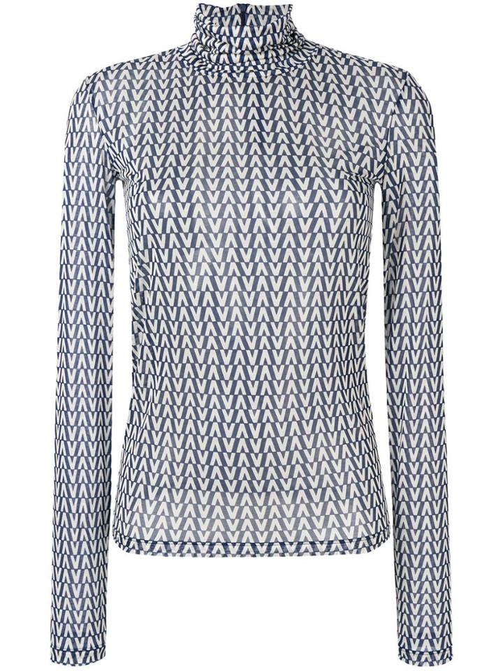 Valentino Optical V Print Top - Blue