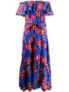 P.a.r.o.s.h. Off-shoulder Floral Dress - Blue