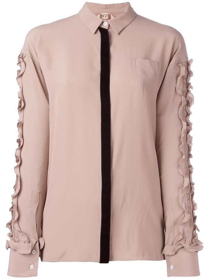 No21 Ruffle Sleeve Shirt, Women's, Size: 40, Pink/purple, Acetate/silk