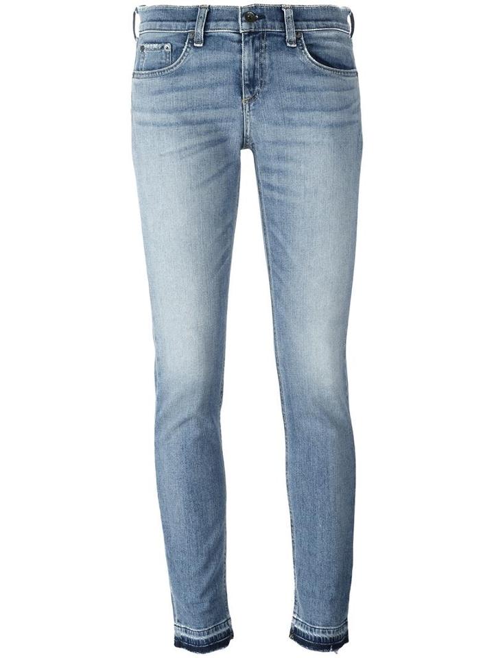 Rag & Bone /jean Double Cuff Cropped Jeans, Women's, Size: 25, Blue, Cotton/polyurethane