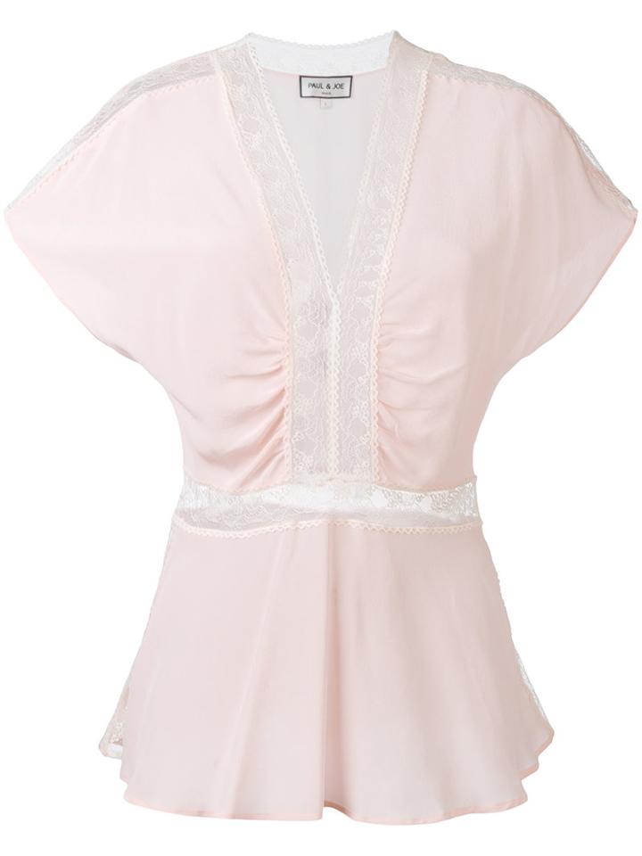 Paul & Joe - Lace Inserts Blouse - Women - Silk/cotton/polyamide - 1, Pink/purple, Silk/cotton/polyamide