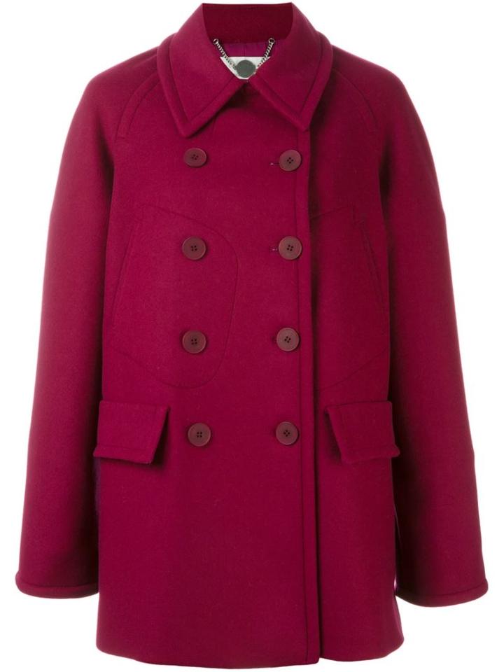 Stella Mccartney - Pocket Detail Peacoat - Women - Cotton/polyamide/viscose/wool - 42, Pink/purple, Cotton/polyamide/viscose/wool