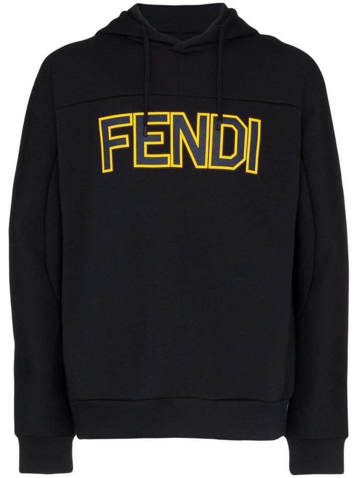 Fendi Logo Patch Hooded Sweatshirt - Blue