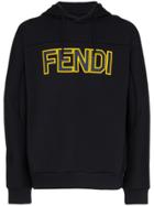 Fendi Logo Patch Hooded Sweatshirt - Blue