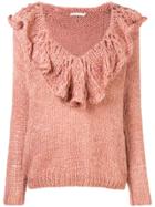 Mes Demoiselles Ruffle Collar Knit Jumper - Pink & Purple