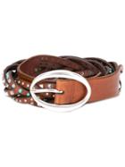 Orciani - Braided Studded Belt - Women - Leather/brass - 90, Brown, Leather/brass