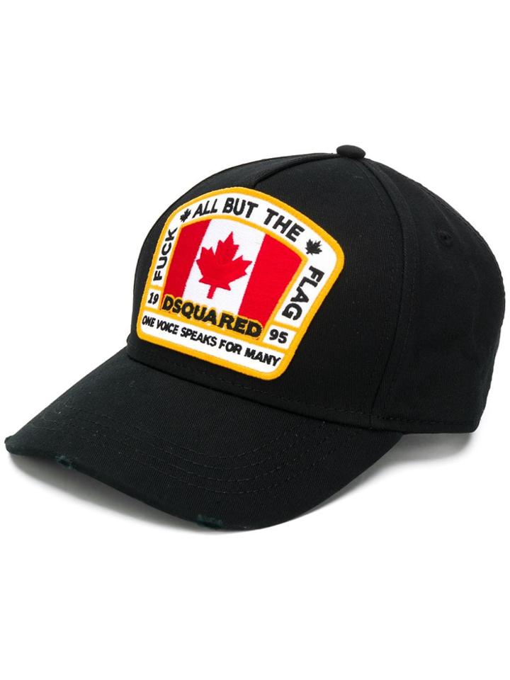 Dsquared2 Embroidered Flag Baseball Cap - Black