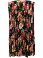 Junya Watanabe Floral Print Pleated Shirt - Black
