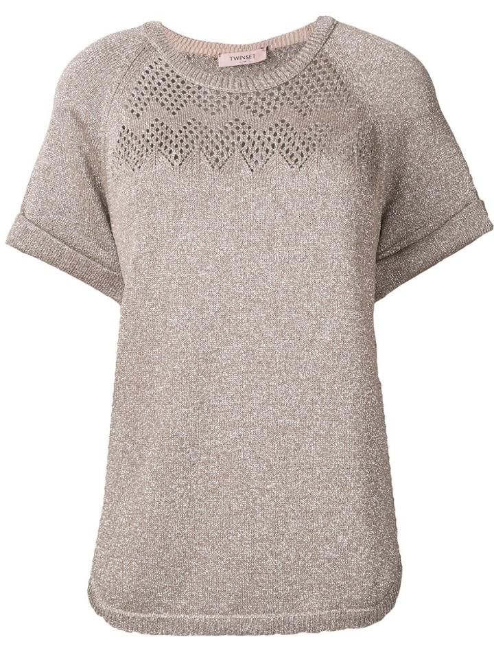 Twin-set Cuffed Knit Top - Neutrals
