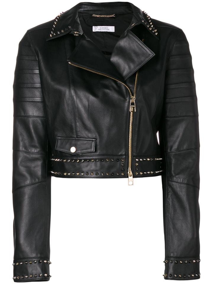 Versace Collection Studded Biker Jacket - Black