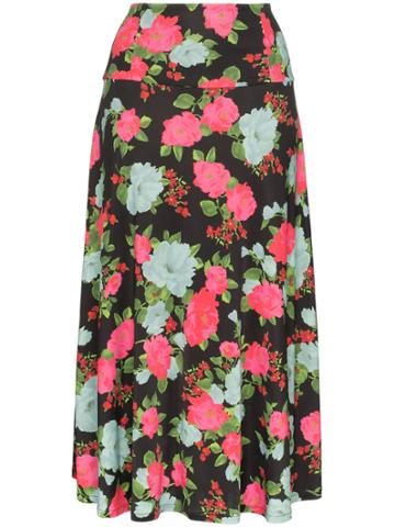 Erdem Elvin Floral-print Midi Skirt - Black