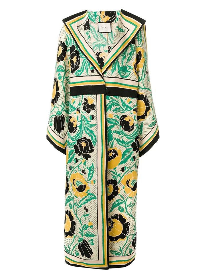 Gucci Floral Print Oversized Coat - Yellow