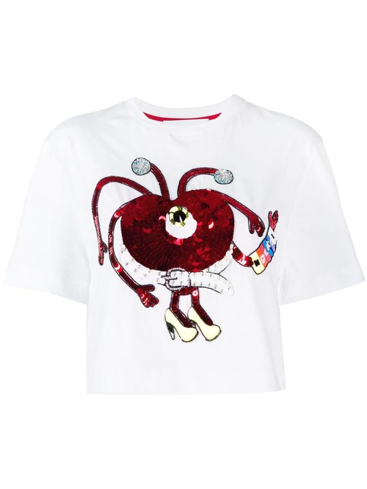 No Ka' Oi Cropped Embellished T-shirt - White