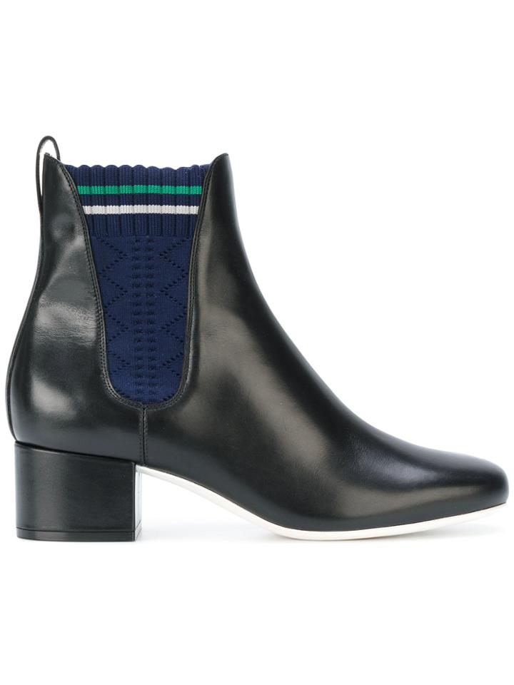 Fendi Knitted Panel Boots - Black