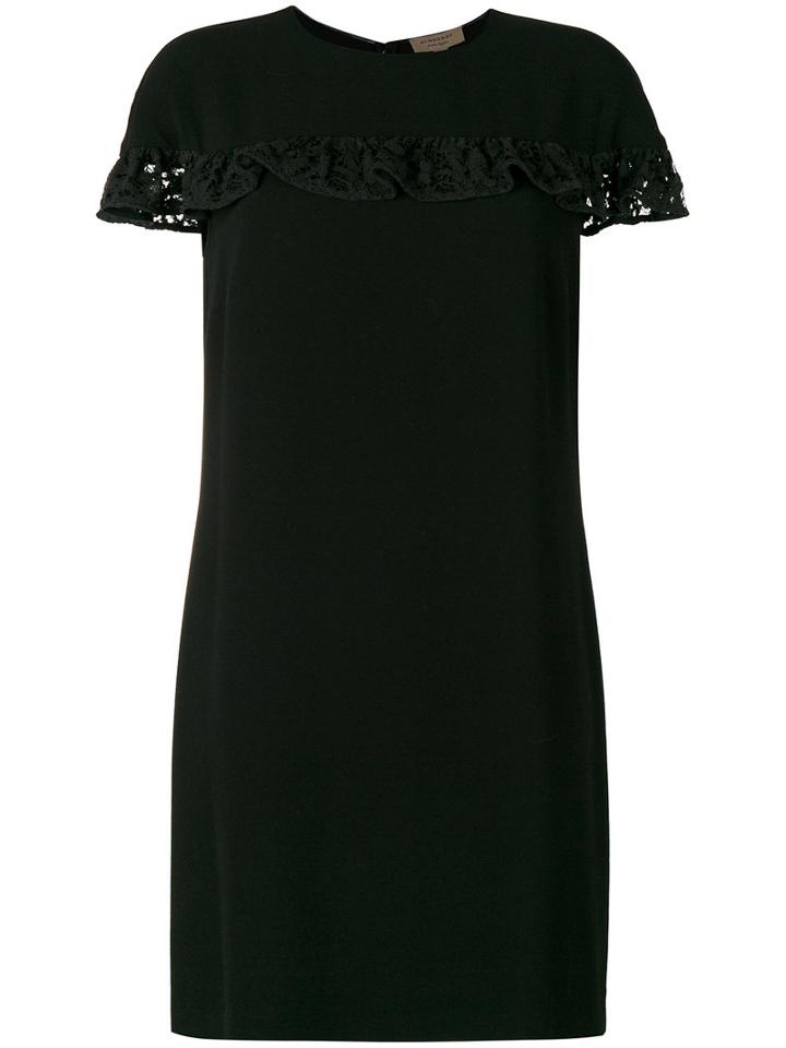 Burberry - Ruffled Detail Shift Dress - Women - Cotton/polyamide/polyester/rayon - 12, Black, Cotton/polyamide/polyester/rayon