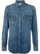 Saint Laurent 70's Western Shirt, Men's, Size: Small, Blue, Cotton/linen/flax