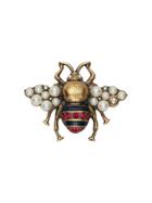 Gucci Bee Brooch With Crystals And Pearls - Metallic