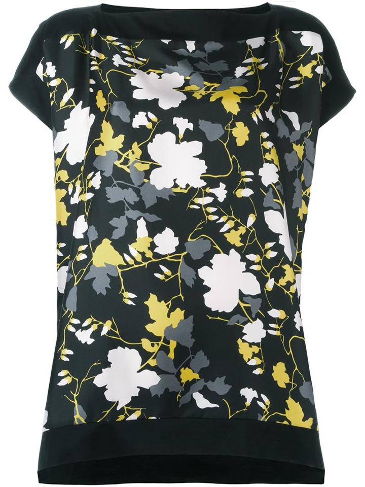 Salvatore Ferragamo Floral Print T-shirt, Women's, Size: Small, Black, Cotton/silk