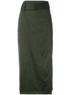 Dkny Belted Pencil Skirt, Women's, Size: 6, Green, Cotton/viscose/spandex/elastane