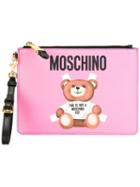 Moschino Toy Bear Paper Cut Out Clutch, Women's, Pink/purple, Leather