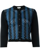 Fendi Laser-cut Cardigan, Women's, Size: 44, Black, Polyester/viscose